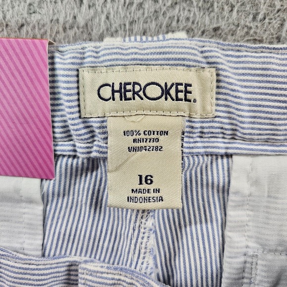 NWT Cherokee Pants Women Size 16 30x30 Adjustable Waist Blue White Striped - Picture 5 of 15